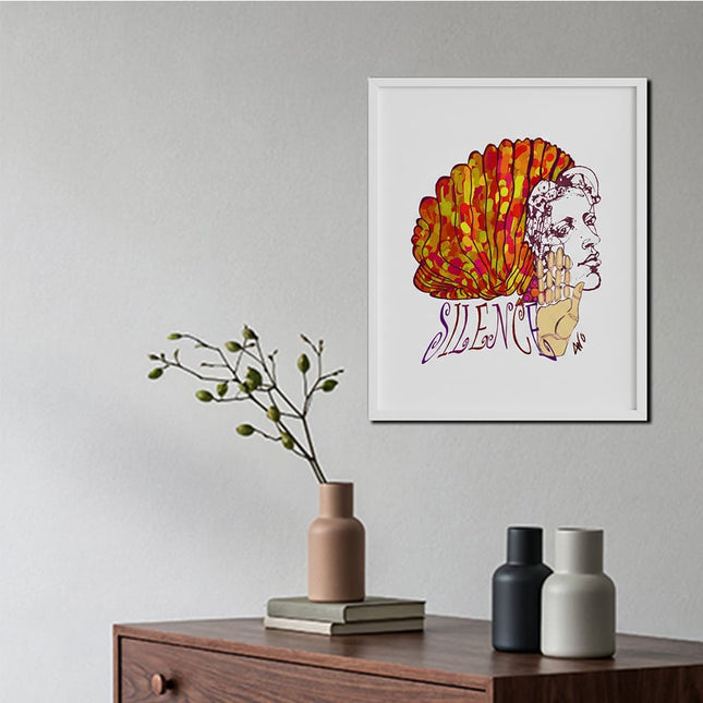 Dessin grand format Jade Silence éclat feu orange - Poster art contemporain féminin WO