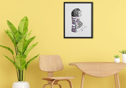 Dessin WO grand format Louise My Way mauve - Poster art contemporain montre ton chemin WOstore