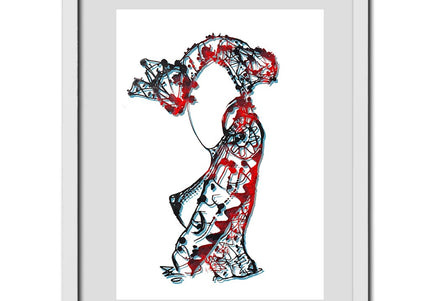 Dessin grand format Nox l'empreinte ardente orange - Poster pop art contemporain WO
