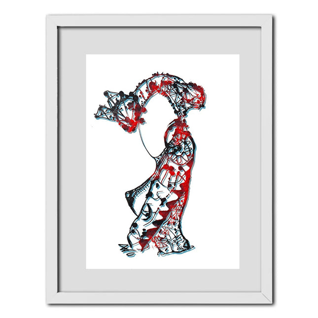 Dessin grand format Nox l'empreinte ardente orange - Poster pop art contemporain WO
