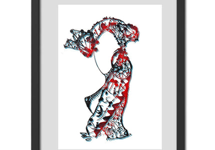 Dessin grand format Nox l'empreinte ardente orange rouge intense - Poster pop art contemporain WO