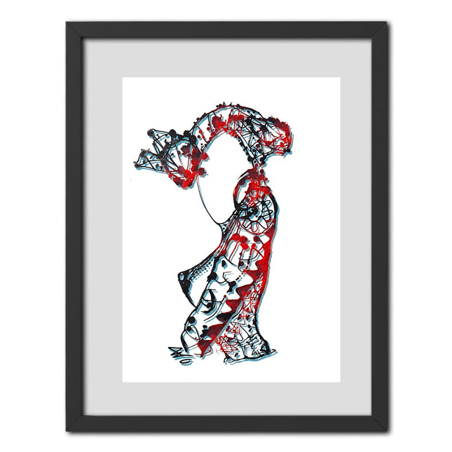 Dessin grand format Nox l'empreinte ardente orange rouge intense - Poster pop art contemporain WO