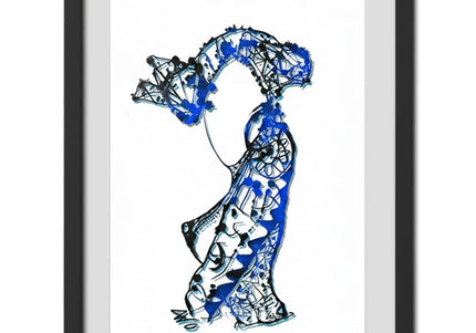 Dessin grand format Nox l'empreinte fluide bleu - Poster pop art contemporain WO