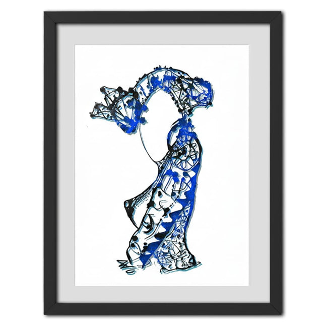 Dessin grand format Nox l'empreinte fluide bleu - Poster pop art contemporain WO