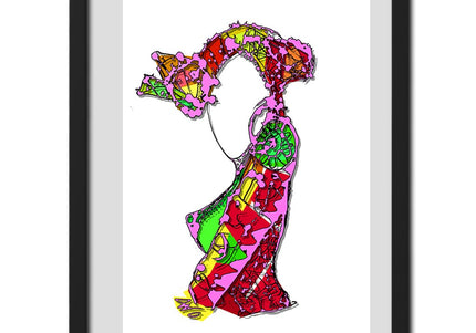 Dessin grand format Nox l'empreinte incandescente rose - Poster pop art contemporain WO