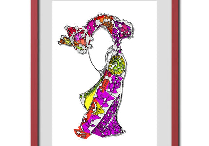 Dessin grand format Nox l'empreinte naissante rouge orange - Poster pop art contemporain WO