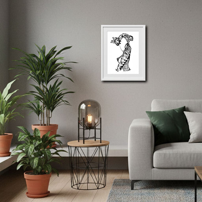 Dessin grand format Nox l'empreinte originelle noir et blanc - Poster pop art contemporain WO