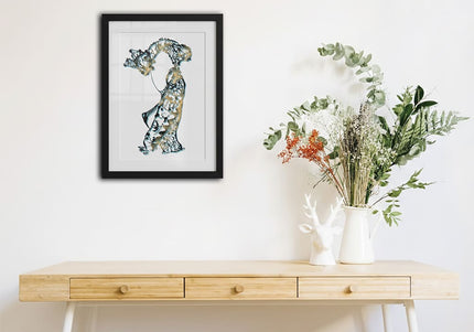 Dessin grand format Nox l'empreinte patinée beige - Poster pop art contemporain WO