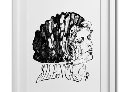 Détail dessin féminin Jade Silence affirmé noir et blanc - Illustration artistique WO