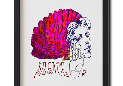 Détail illustration féminine Jade Silence vibrant rose fuchsia - Dessin artistique WO wostore