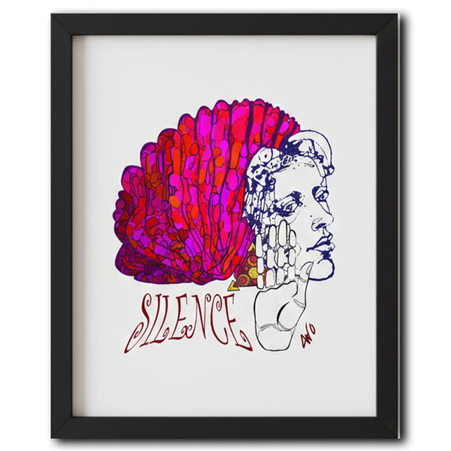 Détail illustration féminine Jade Silence vibrant rose fuchsia - Dessin artistique WO wostore