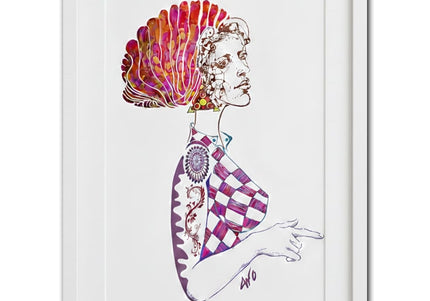 Détail dessin fait main féminin Louise Insoumise éclatante rose lumineux - Illustration artistique WO