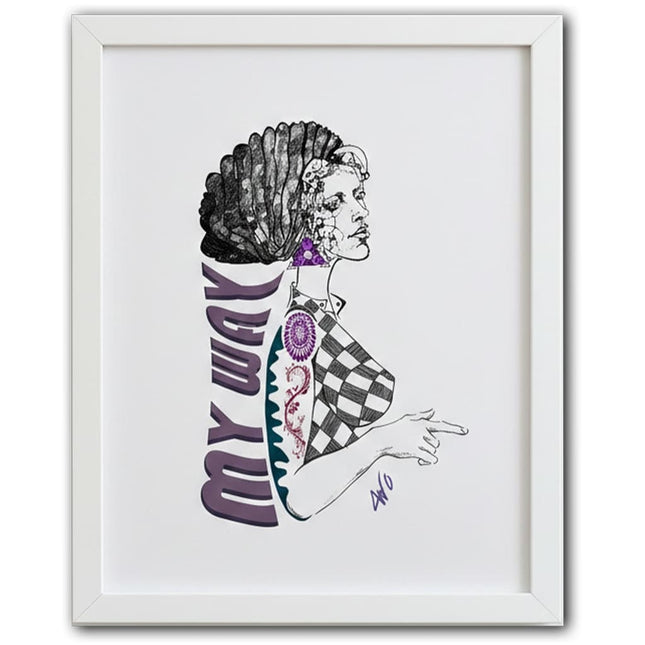 Détail dessin féminin Louise My Way mauve violet - Illustration montre ton chemin WO