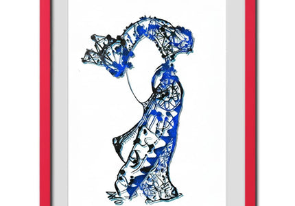 Détail dessin Nox l'empreinte fluide minimaliste bleu aqua - Illustration WO