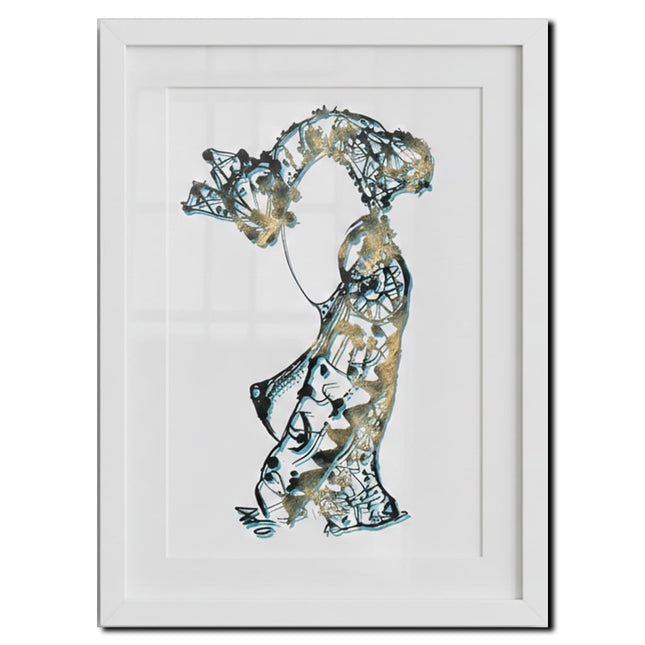 Détail dessin Nox l'empreinte patinée noir beige vintage - Illustration WO