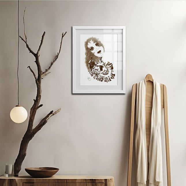 Détail visage féminin Sasha Rebelle intemporelle sépia - Illustration artistique WO