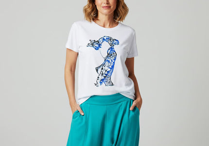Détails t-shirt Nox l'empreinte fluide bleu minimaliste - Illustration pop art WO