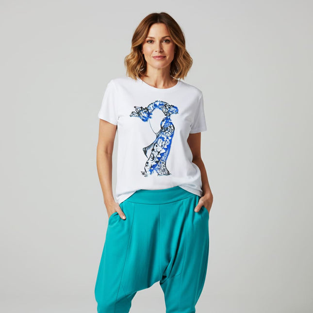 Détails t-shirt Nox l'empreinte fluide bleu minimaliste - Illustration pop art WO
