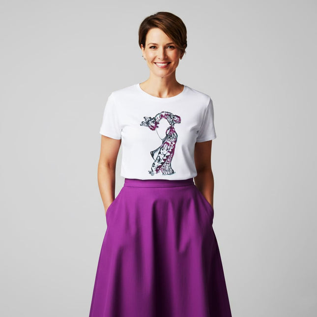 Détails t-shirt Nox l'empreinte fragmentée graphique pourpre - Illustration pop art WO