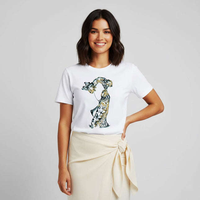 Détails t-shirt Nox l'empreinte patinée noir beige vintage - Illustration pop art WO
