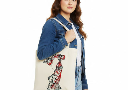Détails tote bag artistique Nox l'empreinte ardente orange rouge ardent - Illustration pop art WO