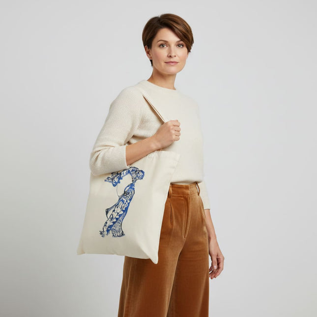 Détails tote bag artistique Nox l'empreinte fluide bleu minimaliste - Illustration pop art WO