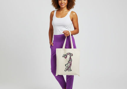 Détails tote bag artistique Nox l'empreinte fragmentée graphique violet - Illustration pop art WO