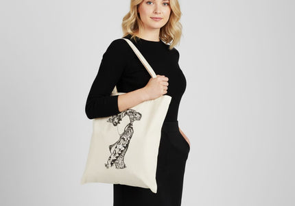 Détails tote bag artistique Nox l'empreinte persistante noir minimaliste - Illustration pop art WO