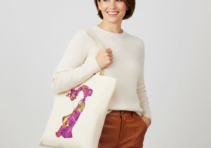 Détails tote bag artistique Nox l'empreinte vibrante violet magenta intense - Illustration pop art WO