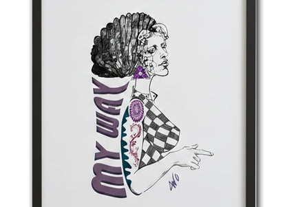 Affiche art Louise Insoumise My Way mauve violet - Montre ton chemin art contemporain WO