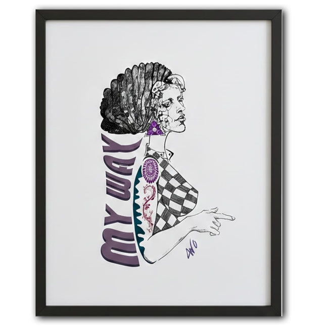 Affiche art Louise Insoumise My Way mauve violet - Montre ton chemin art contemporain WO