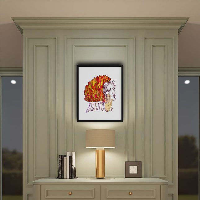 Illustration Jade Silence éclat feu encadrée - Décoration murale art contemporain France WO