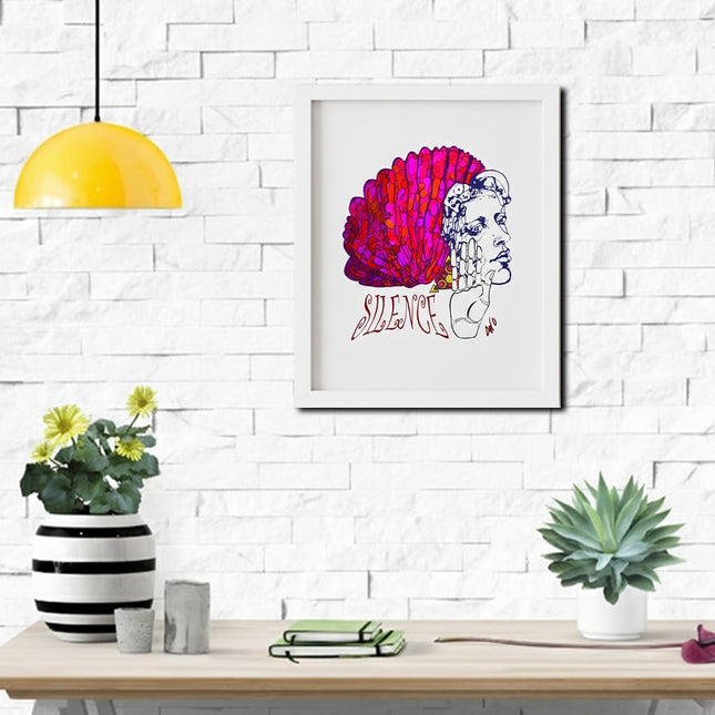 Illustration Jade Silence vibrant encadrée - Décoration murale art contemporain France WO