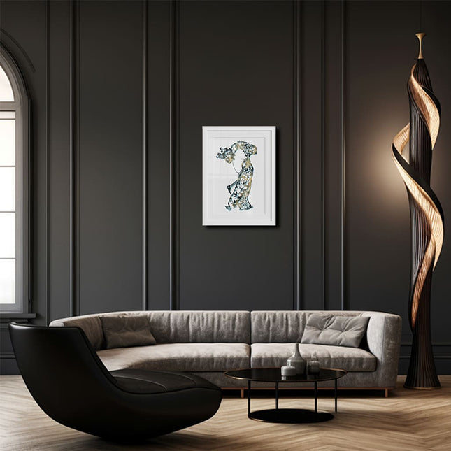 Illustration Nox l'empreinte patinée encadrée - Décoration murale pop art France WO