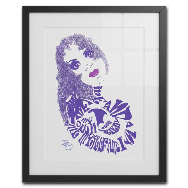 Illustration Sasha Rebelle indigo encadrée - Décoration murale art contemporain France WO