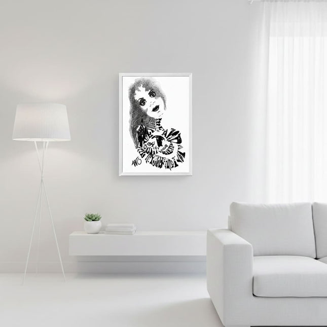 Illustration Sasha Rebelle ténébreuse encadrée - Décoration murale art contemporain France WO