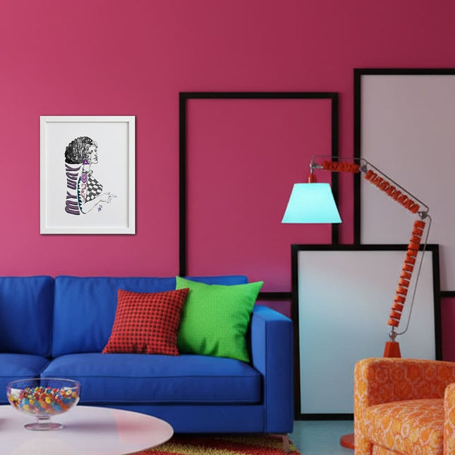 Poster dessin Louise My Way A4 A3 imprimé en France - Affiche mauve montre ton chemin WO