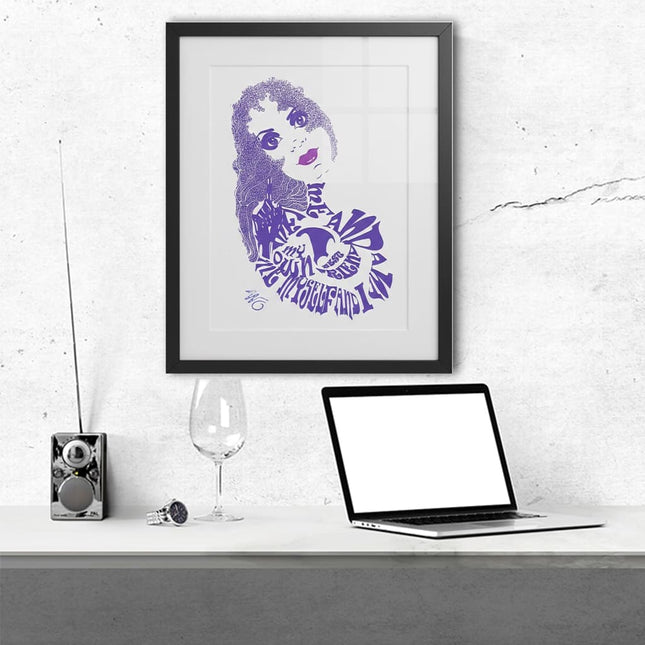 Poster Sasha Rebelle indigo A4 A3 imprimé en France - Affiche art contemporain WO