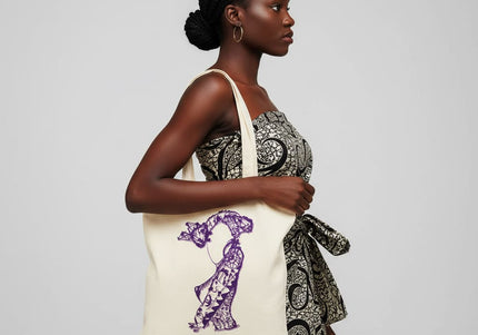 Sac fourre tout femme Nox l'empreinte nocturne porté - Accessoire artistique violet WO