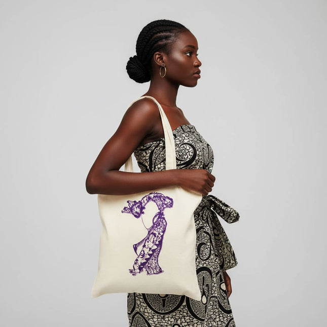 Sac fourre tout femme Nox l'empreinte nocturne porté - Accessoire artistique violet WO