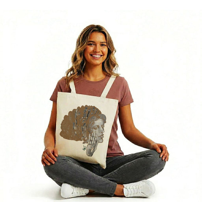 Sac tissu imprimé porté femme – Cabas original Jade Silence, création artistique WO