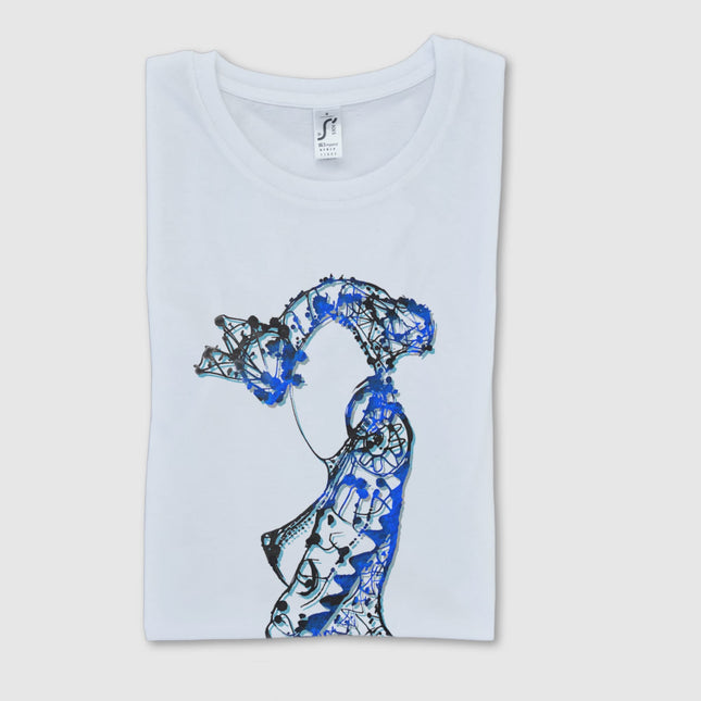 T-shirt art Nox l'empreinte fluide bleu - Création artistique graphique pop art WO