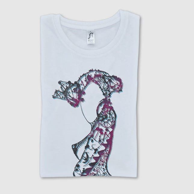 T-shirt art Nox l'empreinte fragmentée pourpre - Création artistique graphique pop art WO