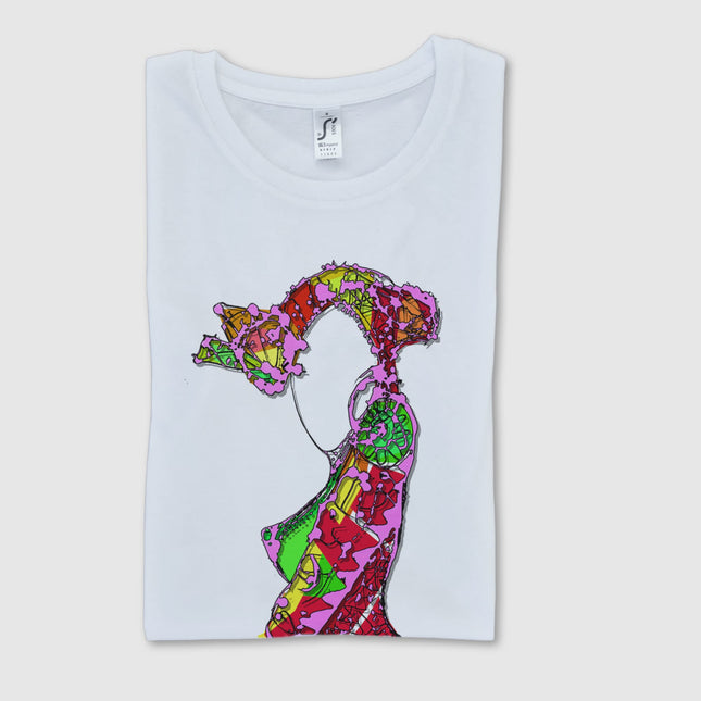 T-shirt art Nox l'empreinte incandescente rose - Création artistique graphique pop art WO