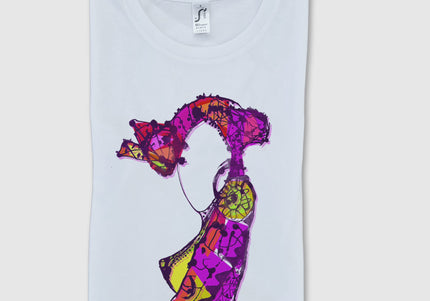 T-shirt art Nox l'empreinte vibrante violet - Création artistique graphique pop art WO
