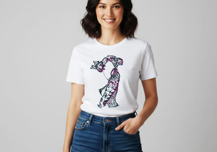 T-shirt femme Nox l'empreinte fragmentée porté - Vêtement artistique pourpre WO
