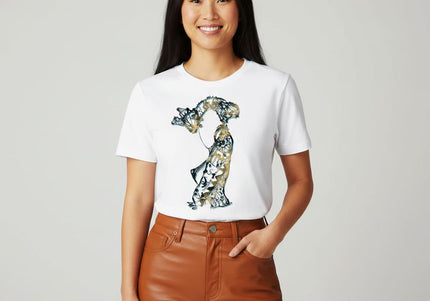 T-shirt femme Nox l'empreinte patinée porté - Vêtement artistique vintage WO