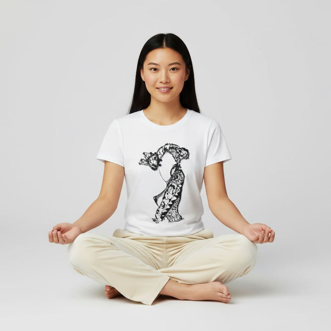 T-shirt femme Nox l'empreinte persistante porté - Vêtement artistique minimaliste WO