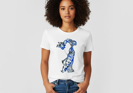 T-shirt original Nox l'empreinte fluide bleu aqua - Design graphique WO