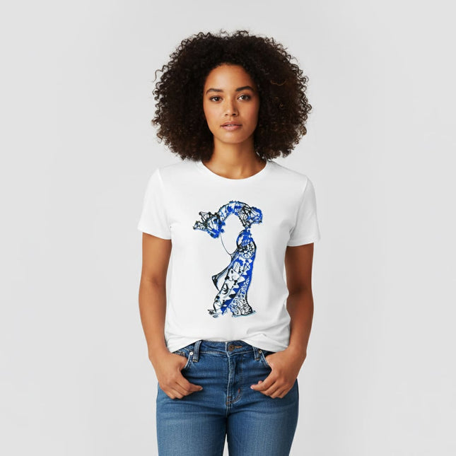 T-shirt original Nox l'empreinte fluide bleu aqua - Design graphique WO